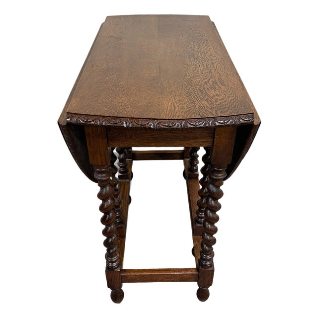 Antique 1800s English or American Jacobean Revival Drop Leaf Gate Leg Table For Sale