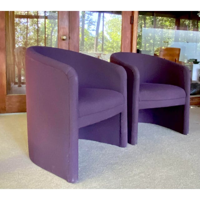 1970s 1970s Pair of Barrel Back Mid Century Modern Chairs in Style of Milo Baughman For Sale - Image 5 of 10