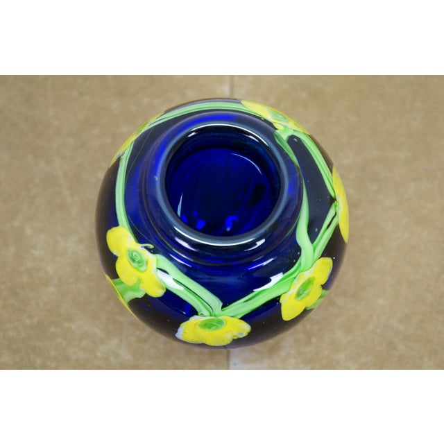 Late 20th Century Vintage Italian Murano Laburnum Cobalt Blue Glass Bud Vase Urn 6" For Sale - Image 5 of 12