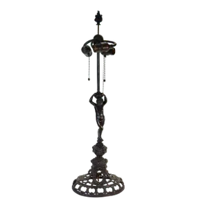 Antique e.f. Caldwell Bronze Table Lamp With Cherub