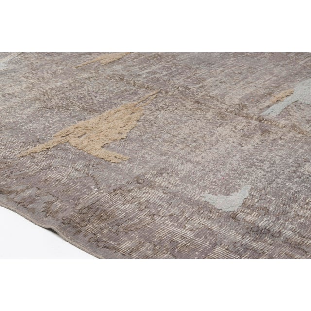 Turkish Mid 20th Century Earthy Beige & Soft Blue Accents Rug For Sale - Image 3 of 11