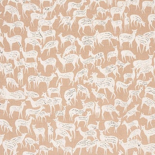 Sample - Schumacher Fauna Fabric in Fawn For Sale