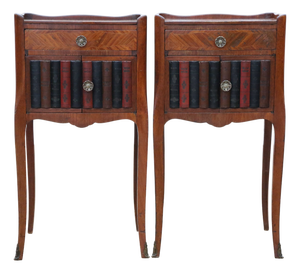 Vintage French Parquetry Nightstands, 1930, Set of 2