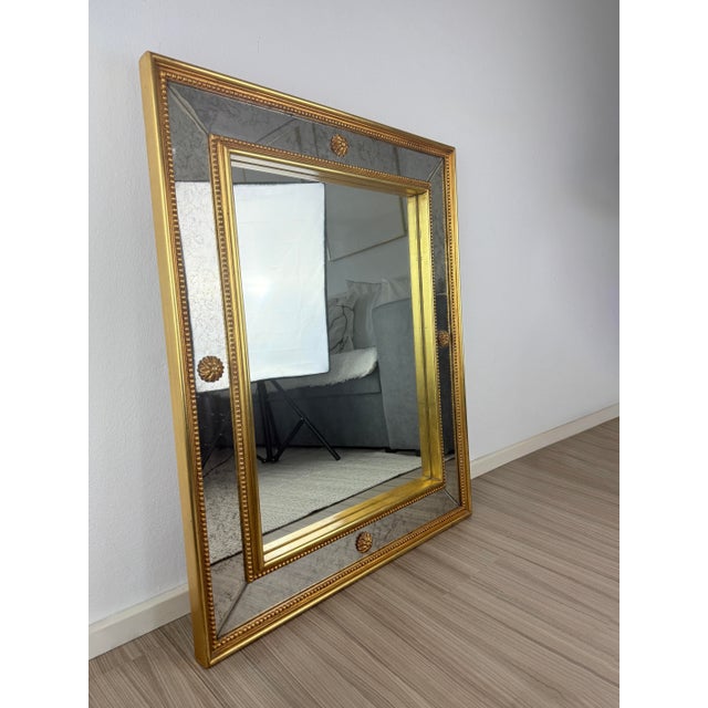 French Giltwood Mirror with Floral and Shell Ornaments by Ateliers Jean Ancey, Paris, France, 1950s For Sale - Image 4 of 10