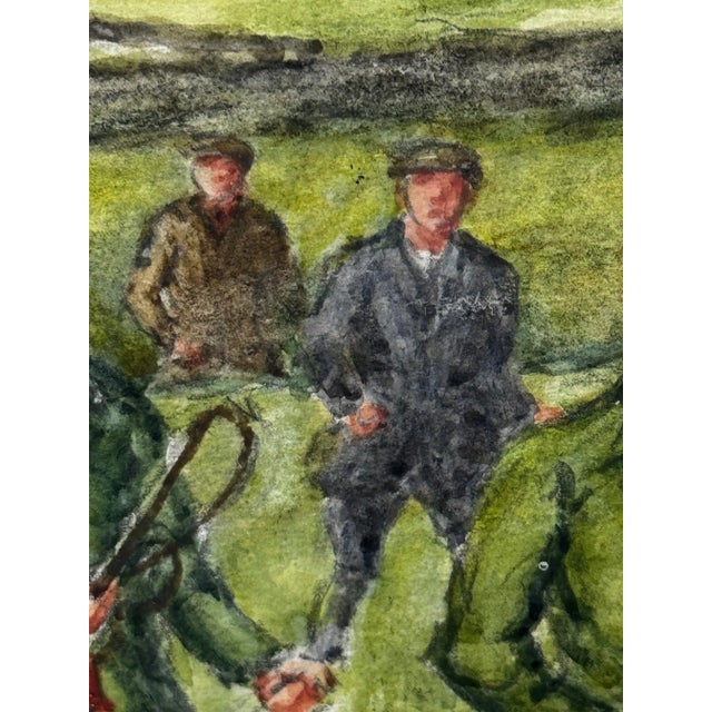 Army Green Original Painting C1943 the Badsworth Hunt on Foot, Easingwold: A Wartime Yorkshire Sporting Scene Framed by George Anderson Short For Sale - Image 8 of 18