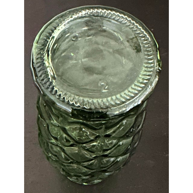 Vintage 1960s Century Small Avocado Green Pressed Glass Vase For Sale - Image 4 of 12