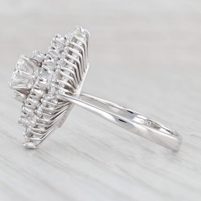1.10ctw Round Diamond Marquise Halo Ring 18k White Gold Size 7 Engagement For Sale In Greensboro - Image 6 of 7
