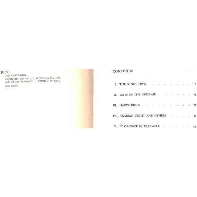 1930s "Jock: The King's Pony With Original Cover Artwork by Paul Brown" 1936 Rowland Johns For Sale - Image 5 of 12