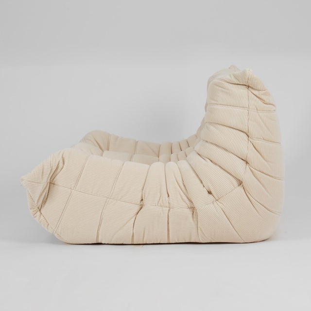 Mid-Century Modern Ligne Roset Togo Sofa Loveseat in Vanilla Corduroy - Authentic and Fully Restored For Sale - Image 3 of 11