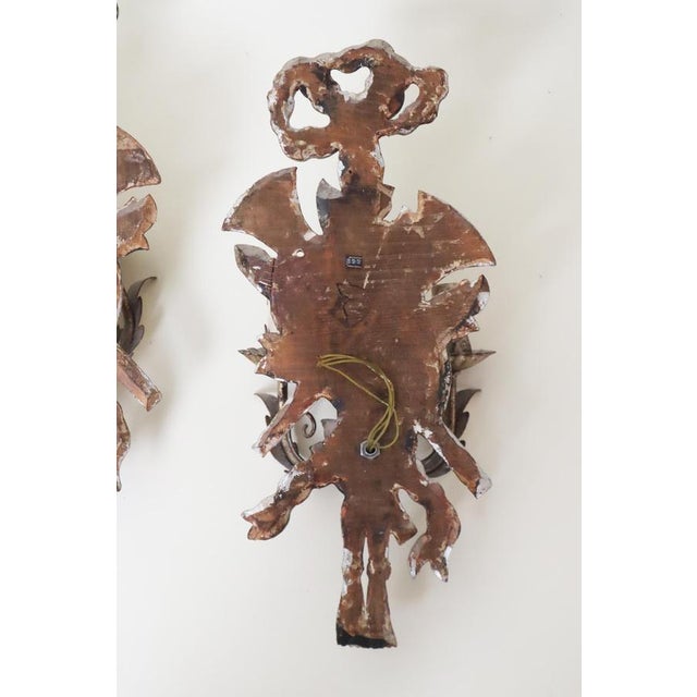 Metal Louis XIV Silver and Wood Wall Lights, Set of 2 For Sale - Image 7 of 18
