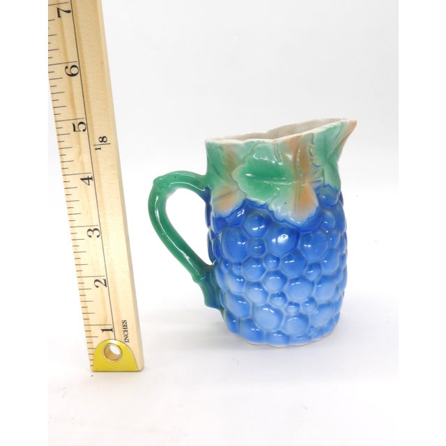 Antique Majolica Grape Pottery Pitcher With Vines From Czecho Slovakia For Sale - Image 6 of 6
