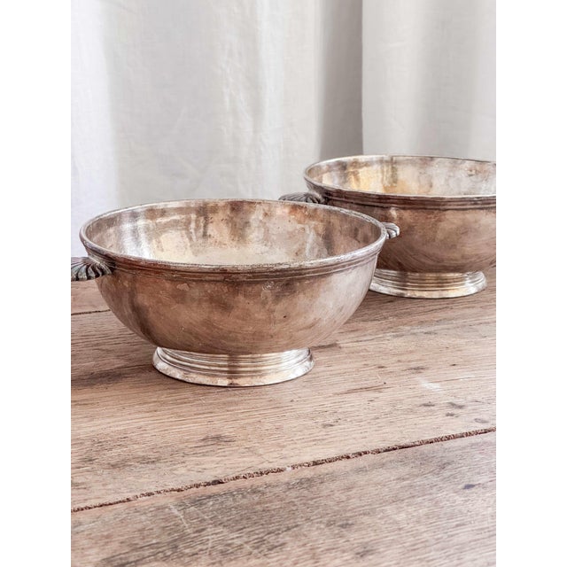 1950s Vintage Christofle Scallop Detail Silverplate Bowls- Set of 2 For Sale - Image 5 of 8