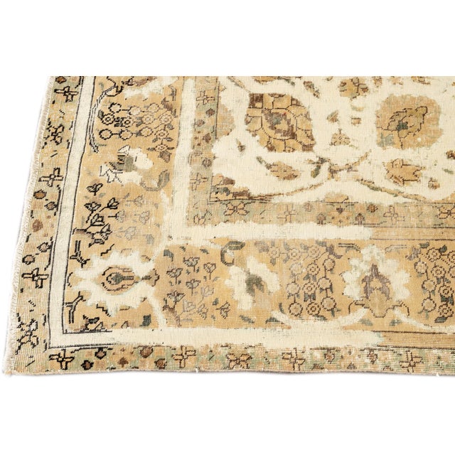 Early 20th Century Vintage Persian Tabriz Wool Rug For Sale - Image 4 of 10