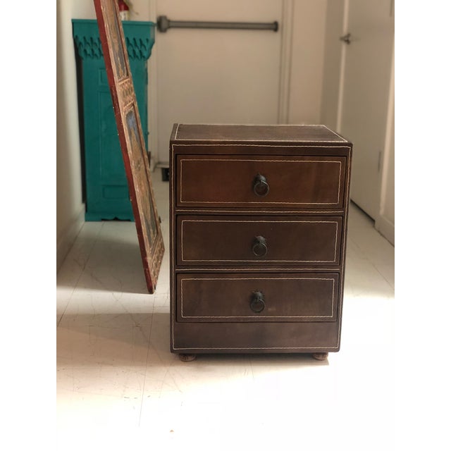 Mid Century Modern Brown Leather Chest Of Drawers Chairish