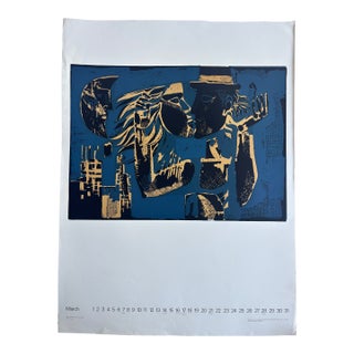 1970s Laszlo Konstantin: Day and Nicht, Offset Calendar Poster, March For Sale
