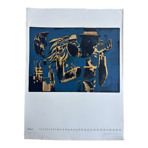 1970s Laszlo Konstantin: Day and Nicht, Offset Calendar Poster, March