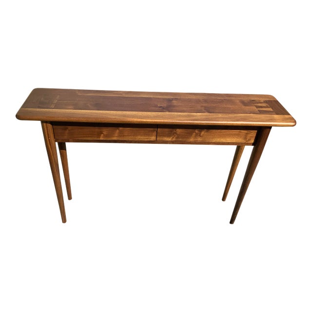 Modern Mid Century Style Solid Walnut Console For Sale