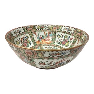Large Chinese Porcelain Famille Rose Medallion Punchbowl #11 For Sale