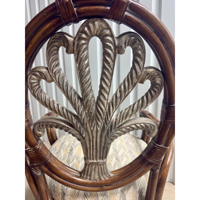 Late 20th Century Vintage Palm Beach Regency Dorothy Draper Style Faux Bamboo Accent Chair For Sale - Image 5 of 9