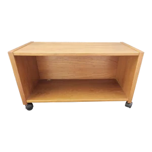 Mid-Century Danish Modern Teak Low Rolling Cart / Stand