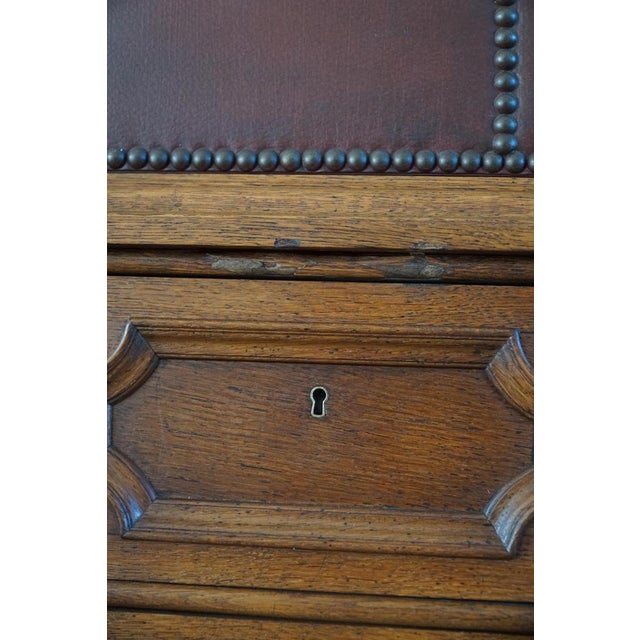 Modern Swedish Cabinet in Leather, Oak & Brass Nails from Otto Schultz, 1930s For Sale - Image 9 of 18
