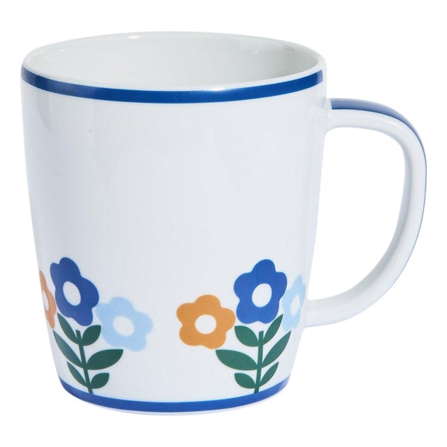 Floral Bouquet Porcelain Mugs, Set of 4 For Sale