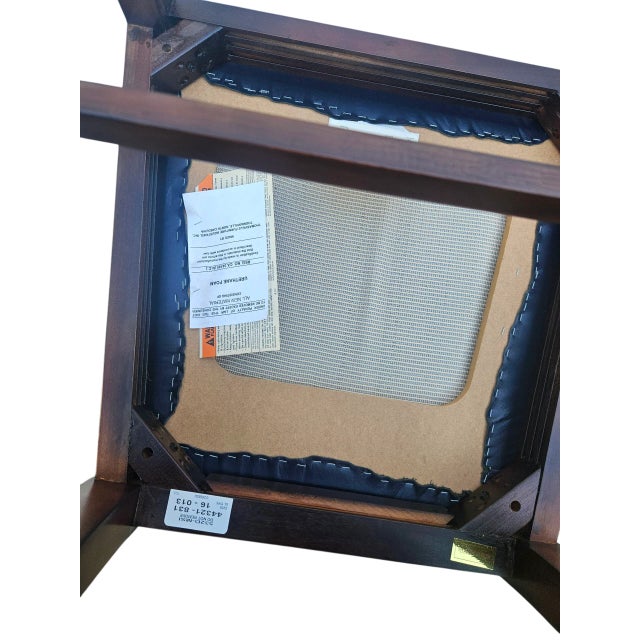 2 Chippendale Dining Room Side Chairs 18th Century Mahogany Navy Leather Carved For Sale - Image 10 of 10