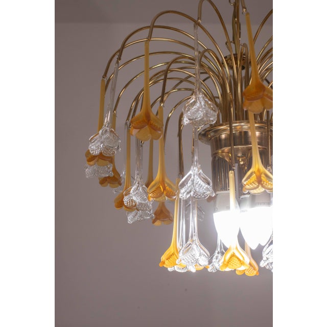1970s Lady Orange Chandelier With Orange & Transparent Pendants, Murano Glass, 1970s For Sale - Image 5 of 12