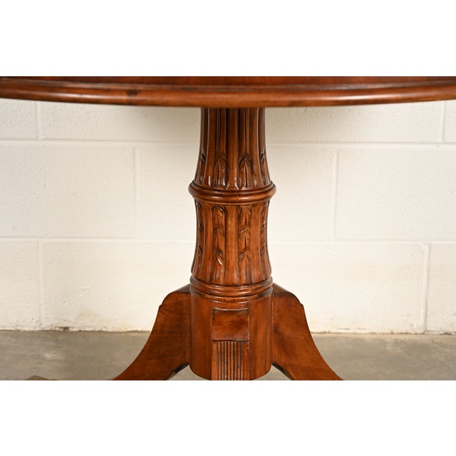 Hekman Georgian Banded Cherry Wood Pedestal Drum Side Table or Tea Table, Circa 1980s For Sale - Image 9 of 15