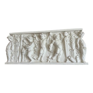 Mid 20th Century Neoclassical Cherub Frieze Sculpture White For Sale