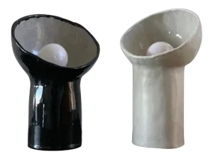 Black and White Cyclope Lamps - A Pair