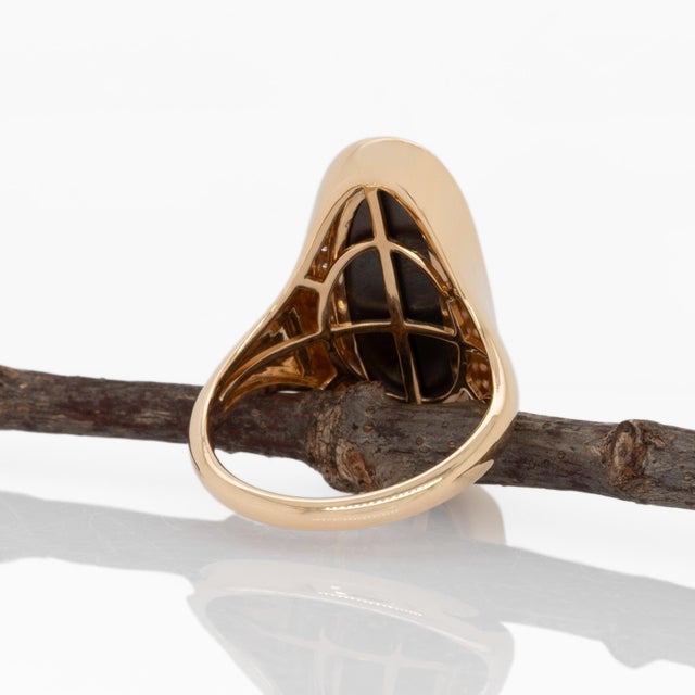 Metal 3.7cts Boulder Opal Statement Ring With Natural Diamonds Accents: Solid 14k Gold For Sale - Image 7 of 7