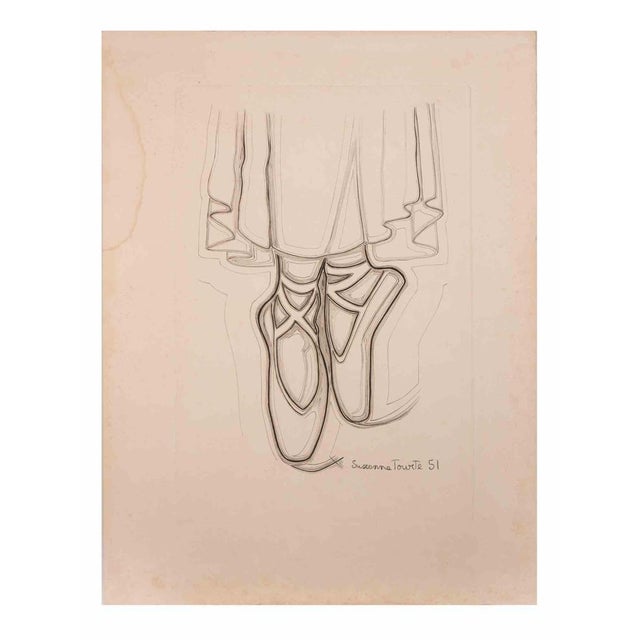 On tips is an artwork realized by Suzanne Tourte in 1951. Etching, 33 x 24 cm. Hand signed and dated in the right left....