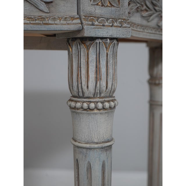 Gray Pair Italian Made French Louis XVI Marble Top Console Tables For Sale - Image 8 of 17