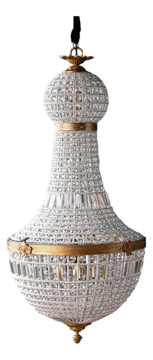 Matthew Izzo Home Bezier Prism Glass Chandelier With Antique Brass Finish Detail Over Iron - Small