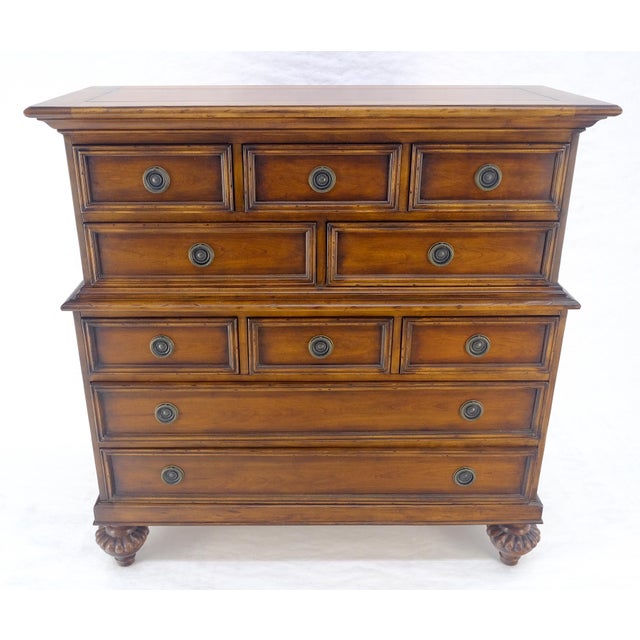 Baker 10 Drawer High Boy Chest Dresser Paper Lined Drawers MINT! For Sale - Image 12 of 18