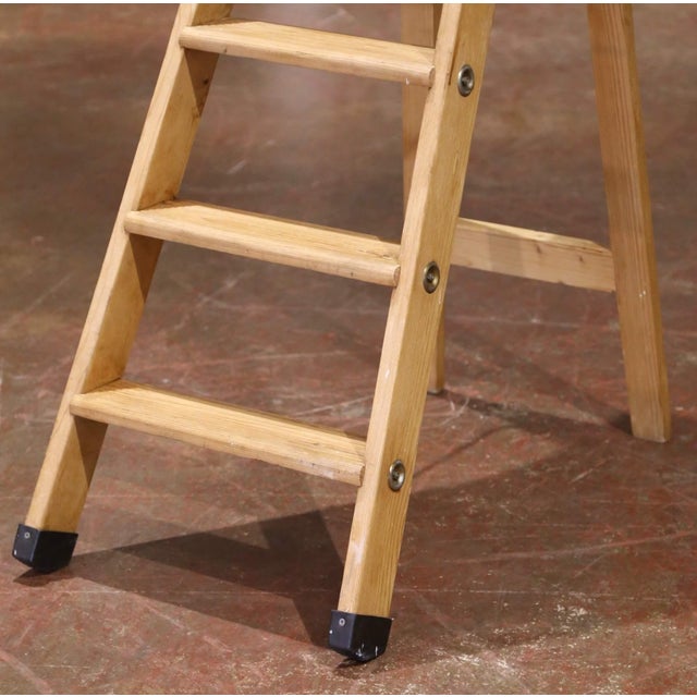 Mid Century French Six-Step Folding Pine Ladder For Sale - Image 4 of 13