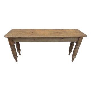 Antique English Rustic Pine Console Table For Sale