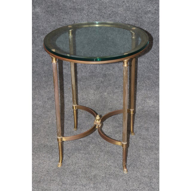 Brass Brass Directoire Style Glass Top End Table For Sale - Image 8 of 8