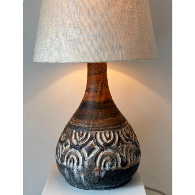 Unusual, unique danish stoneware table lamp by Birte Vedel Howards signed and numbered. Sold without shade. This piece has...