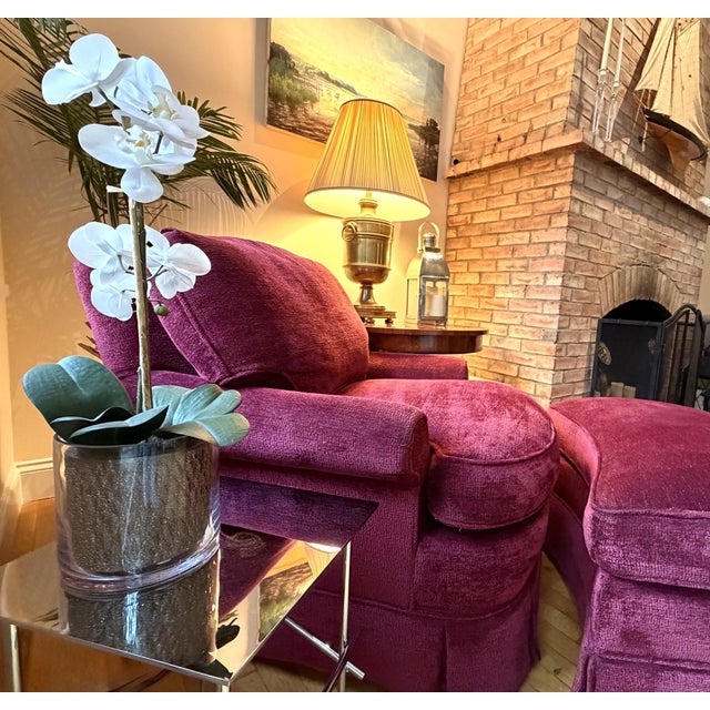 Custom Lounge Chair & Ottoman Set in Burgundy by Dapha For Sale - Image 15 of 18