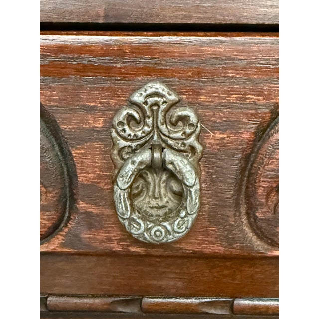 Early 20th Century Spanish Country Walnut Sofa Table or Console table with Carved Drawers For Sale - Image 12 of 18