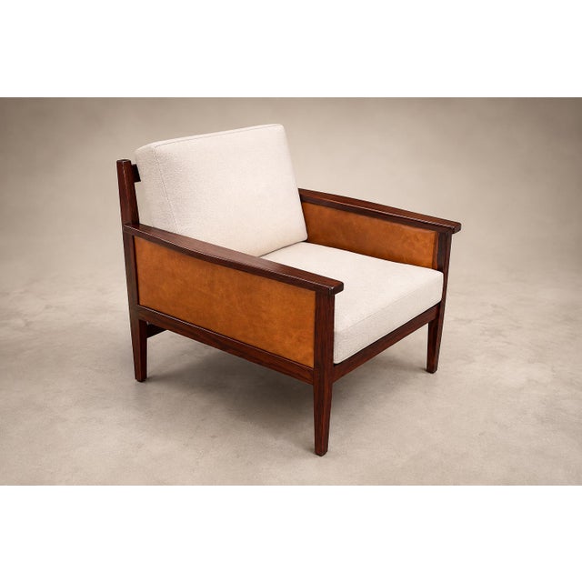 1960s Brazilian Modern Armchair in Rosewood, Leather & Linen, Fatima, 1960s For Sale - Image 5 of 18