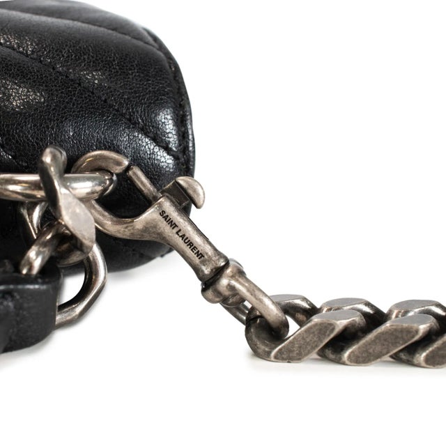 Animal Skin Saint Laurent College Medium Black Quilted Leather Top Handle Crossbody Bag For Sale - Image 7 of 11