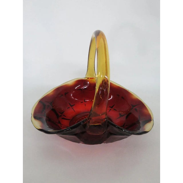 Indiana Tiara Glass Amberina Sunset Constellation Basket Bowl With