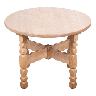 Round Oak Coffee Table attributed to Henning Kjærnulf, Denmark, 1960s For Sale