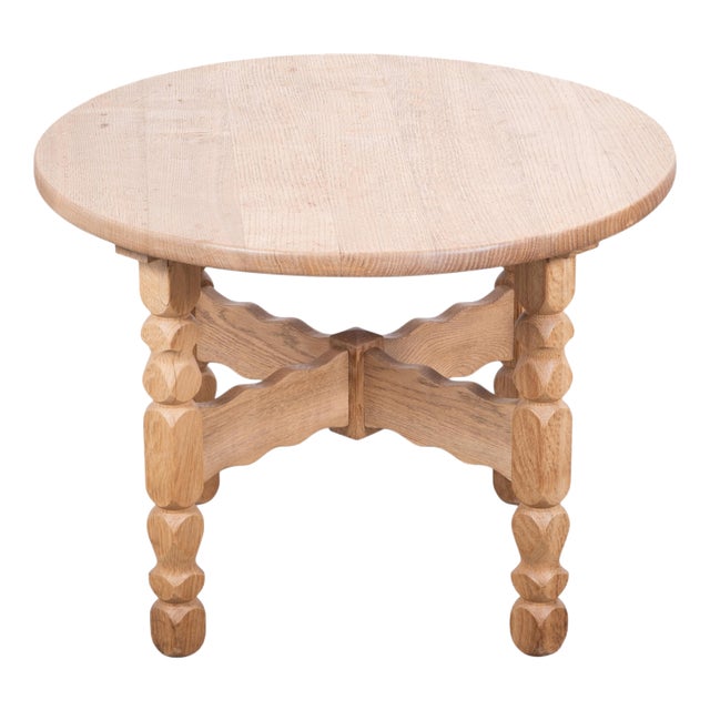Round Oak Coffee Table attributed to Henning Kjærnulf, Denmark, 1960s For Sale