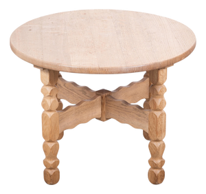 Round Oak Coffee Table attributed to Henning Kjærnulf, Denmark, 1960s