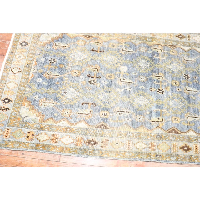 Antique Zabihi Collection Rare Wide Long Green Persian Malayer Runner - 3'8" x 17'8" For Sale - Image 9 of 9
