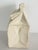 Adorable Vintage Ceramic Cookie Jar shaped like a folded paper bag. Creamy white glazed ceramic with a brown script...